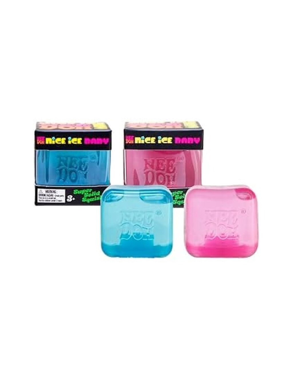 Set of 2 NeeDoh Nice Ice Baby Mini Sensory Cubes - (Pink & Blue) - NIB!